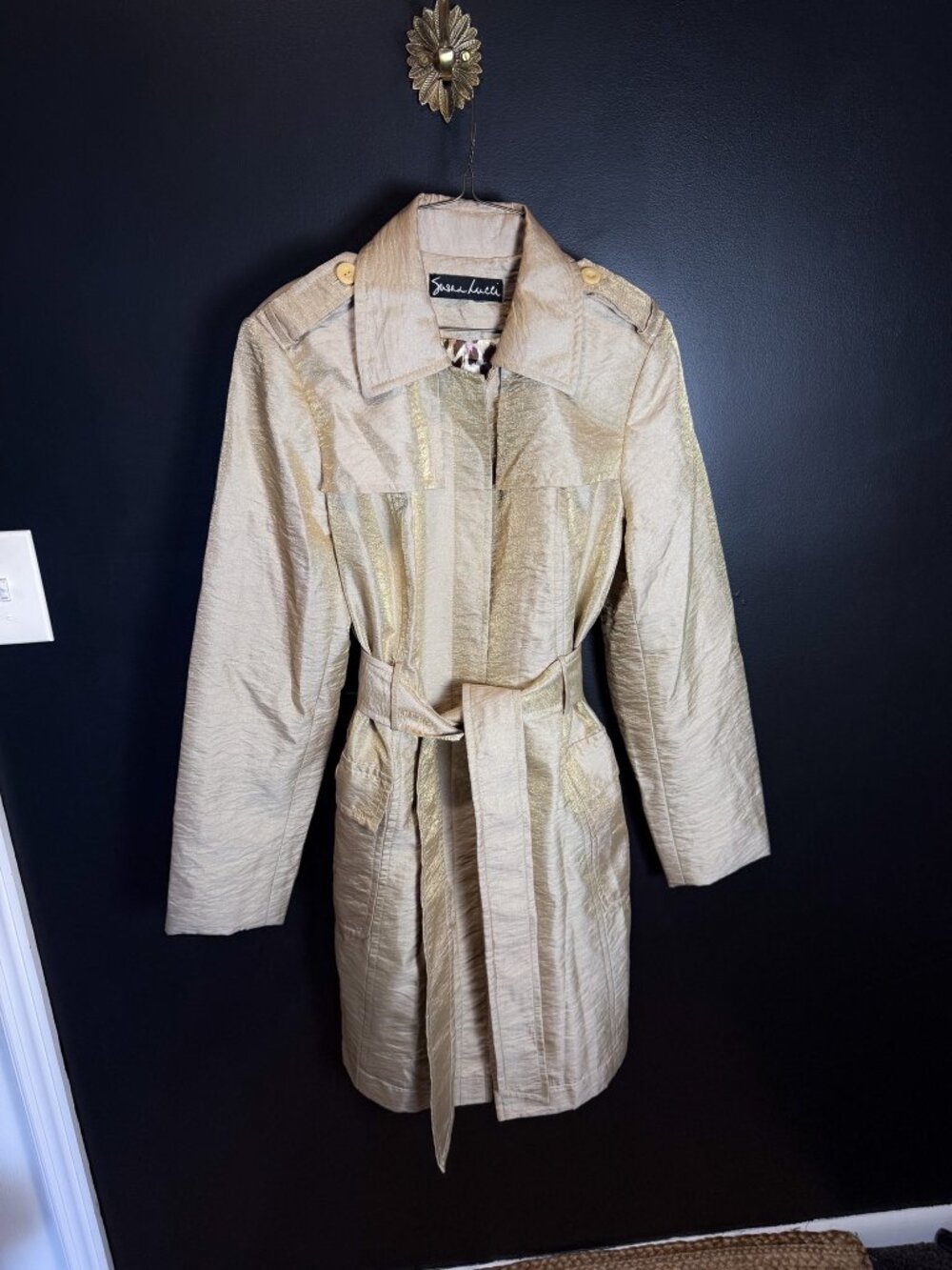 Vintage Susan Lucci Shimmering Trench Wrap Coat